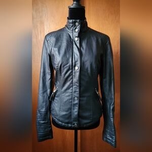 Celebrity Pink polyurethane motorcycle jacket black